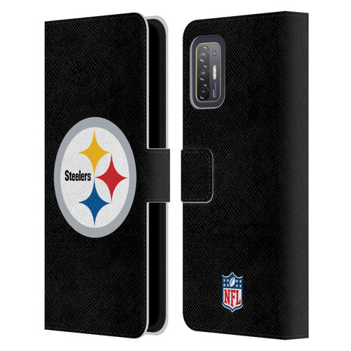 NFL Pittsburgh Steelers Logo Plain Leather Book Wallet Case Cover For HTC Desire 21 Pro 5G