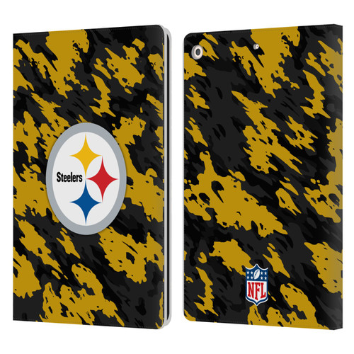 NFL Pittsburgh Steelers Logo Camou Leather Book Wallet Case Cover For Apple iPad 10.2 2019/2020/2021