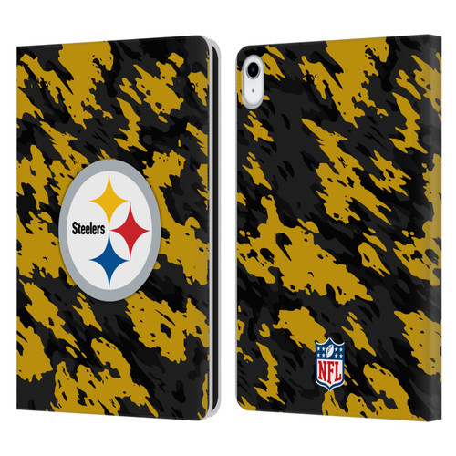 NFL Pittsburgh Steelers Logo Camou Leather Book Wallet Case Cover For Apple iPad 10.9 2022/2025