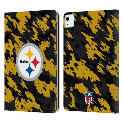 NFL Pittsburgh Steelers Logo Camou Leather Book Wallet Case Cover For Apple iPad Air 11 2020/2022/2024/2025