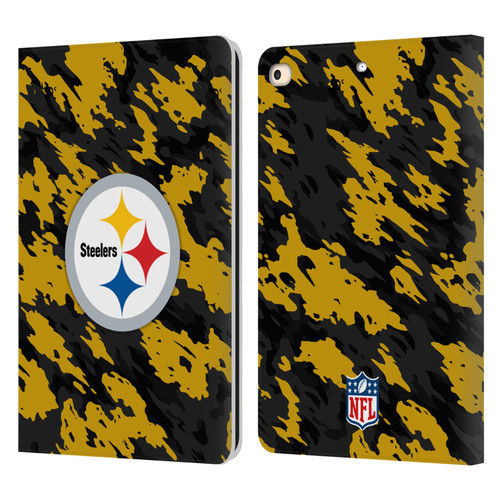 NFL Pittsburgh Steelers Logo Camou Leather Book Wallet Case Cover For Apple iPad 9.7 2017 / iPad 9.7 2018