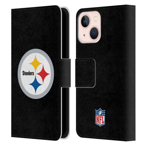 NFL Pittsburgh Steelers Logo Plain Leather Book Wallet Case Cover For Apple iPhone 13 Mini