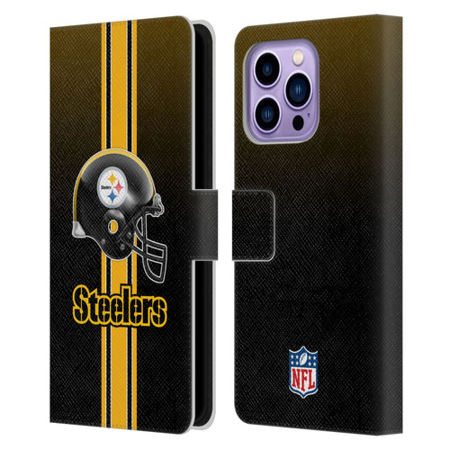 NFL Pittsburgh Steelers Logo Helmet Leather Book Wallet Case Cover For Apple iPhone 14 Pro Max