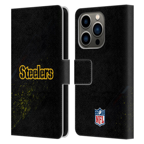 NFL Pittsburgh Steelers Logo Blur Leather Book Wallet Case Cover For Apple iPhone 14 Pro