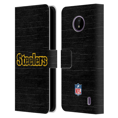 NFL Pittsburgh Steelers Logo Distressed Look Leather Book Wallet Case Cover For Nokia C10 / C20