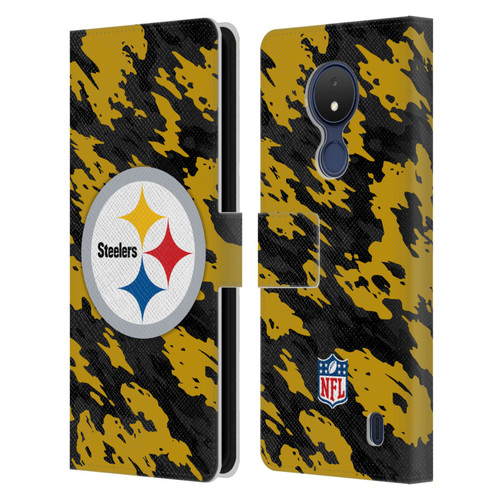 NFL Pittsburgh Steelers Logo Camou Leather Book Wallet Case Cover For Nokia C21