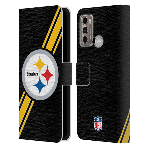 NFL Pittsburgh Steelers Logo Stripes Leather Book Wallet Case Cover For Motorola Moto G60 / Moto G40 Fusion