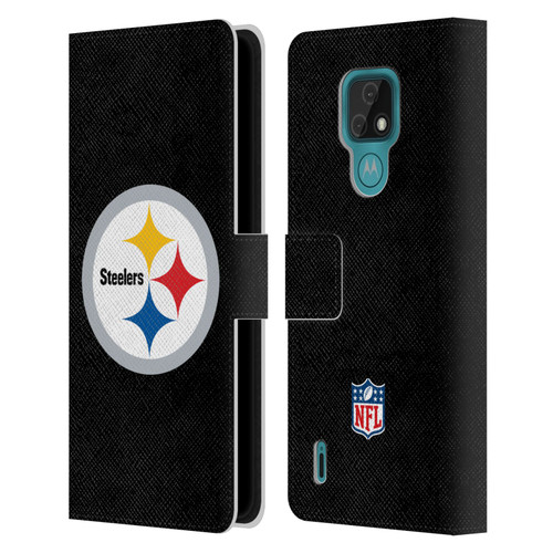 NFL Pittsburgh Steelers Logo Plain Leather Book Wallet Case Cover For Motorola Moto E7