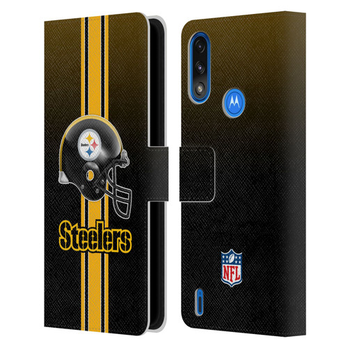 NFL Pittsburgh Steelers Logo Helmet Leather Book Wallet Case Cover For Motorola Moto E7 Power / Moto E7i Power
