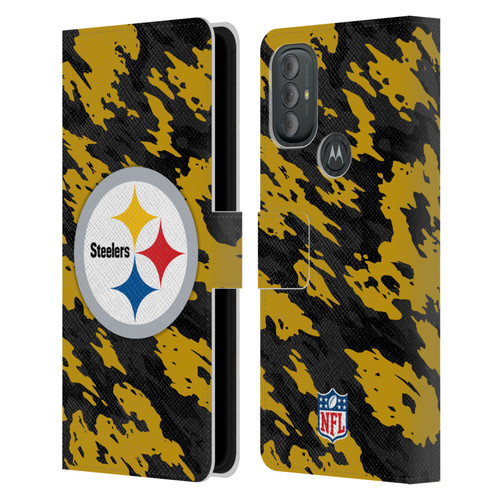 NFL Pittsburgh Steelers Logo Camou Leather Book Wallet Case Cover For Motorola Moto G10 / Moto G20 / Moto G30