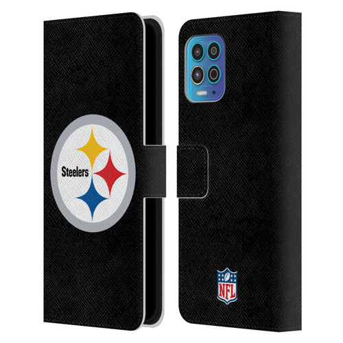 NFL Pittsburgh Steelers Logo Plain Leather Book Wallet Case Cover For Motorola Moto G100