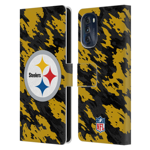 NFL Pittsburgh Steelers Logo Camou Leather Book Wallet Case Cover For Motorola Moto G (2022)