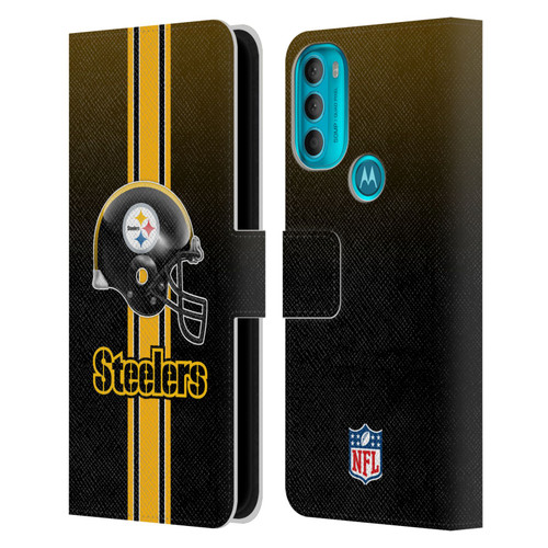 NFL Pittsburgh Steelers Logo Helmet Leather Book Wallet Case Cover For Motorola Moto G71 5G