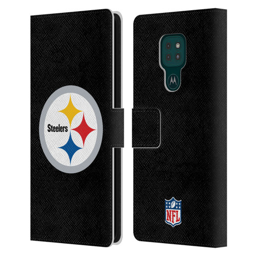 NFL Pittsburgh Steelers Logo Plain Leather Book Wallet Case Cover For Motorola Moto G9 Play