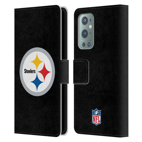 NFL Pittsburgh Steelers Logo Plain Leather Book Wallet Case Cover For OnePlus 9