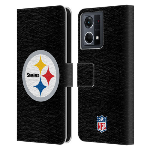 NFL Pittsburgh Steelers Logo Plain Leather Book Wallet Case Cover For OPPO Reno8 4G