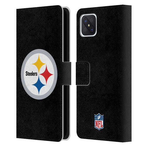NFL Pittsburgh Steelers Logo Plain Leather Book Wallet Case Cover For OPPO Reno4 Z 5G