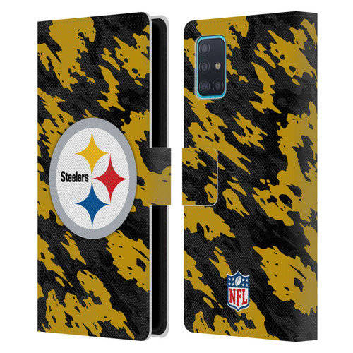 NFL Pittsburgh Steelers Logo Camou Leather Book Wallet Case Cover For Samsung Galaxy A51 (2019)