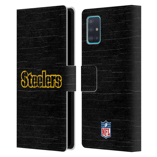 NFL Pittsburgh Steelers Logo Distressed Look Leather Book Wallet Case Cover For Samsung Galaxy A51 (2019)