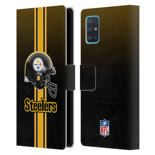NFL Pittsburgh Steelers Logo Helmet Leather Book Wallet Case Cover For Samsung Galaxy A51 (2019)
