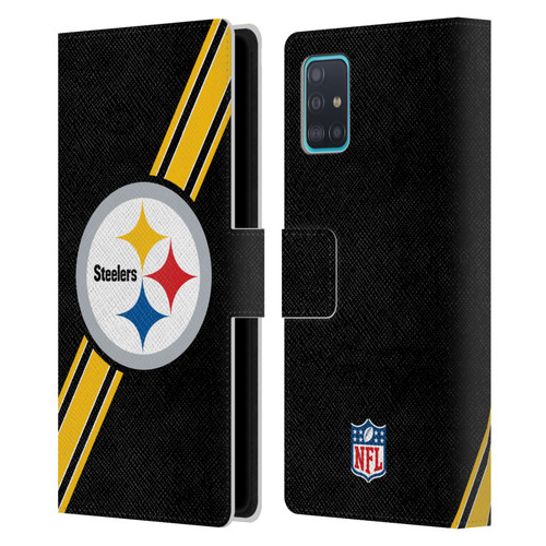 NFL Pittsburgh Steelers Logo Stripes Leather Book Wallet Case Cover For Samsung Galaxy A51 (2019)