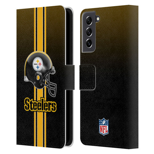 NFL Pittsburgh Steelers Logo Helmet Leather Book Wallet Case Cover For Samsung Galaxy S21 FE 5G