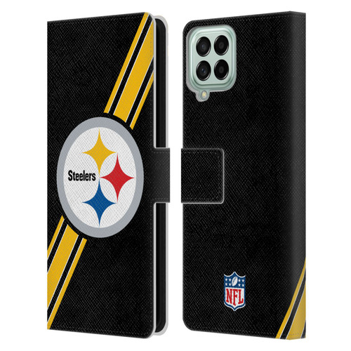 NFL Pittsburgh Steelers Logo Stripes Leather Book Wallet Case Cover For Samsung Galaxy M33 (2022)