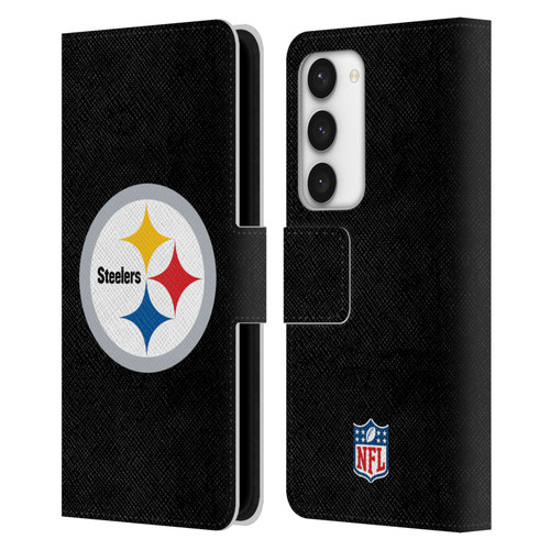 NFL Pittsburgh Steelers Logo Plain Leather Book Wallet Case Cover For Samsung Galaxy S23 5G