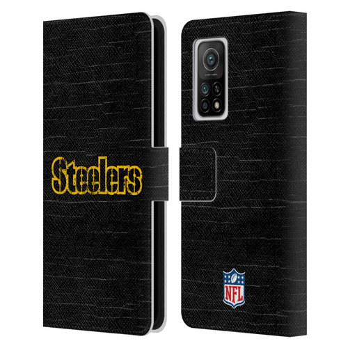 NFL Pittsburgh Steelers Logo Distressed Look Leather Book Wallet Case Cover For Xiaomi Mi 10T 5G