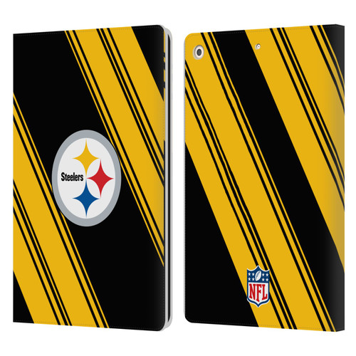 NFL Pittsburgh Steelers Artwork Stripes Leather Book Wallet Case Cover For Apple iPad 10.2 2019/2020/2021