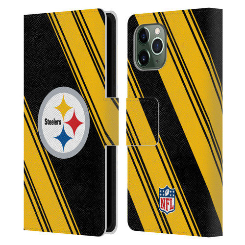 NFL Pittsburgh Steelers Artwork Stripes Leather Book Wallet Case Cover For Apple iPhone 11 Pro
