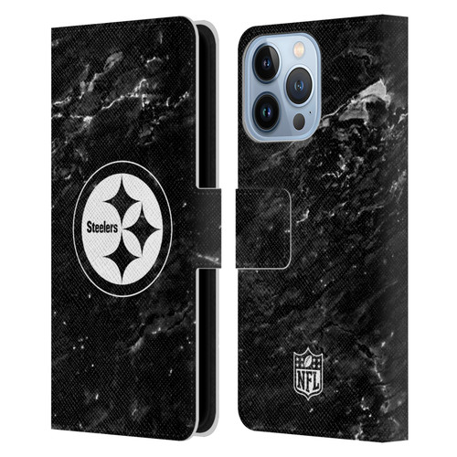 NFL Pittsburgh Steelers Artwork Marble Leather Book Wallet Case Cover For Apple iPhone 13 Pro