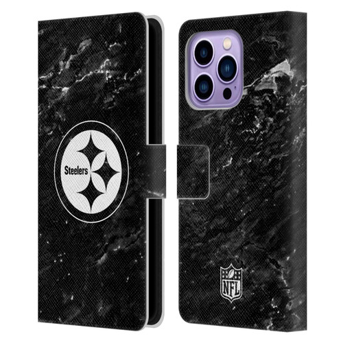 NFL Pittsburgh Steelers Artwork Marble Leather Book Wallet Case Cover For Apple iPhone 14 Pro Max