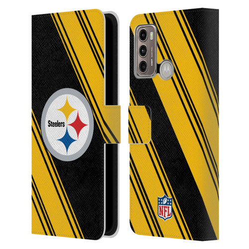 NFL Pittsburgh Steelers Artwork Stripes Leather Book Wallet Case Cover For Motorola Moto G60 / Moto G40 Fusion