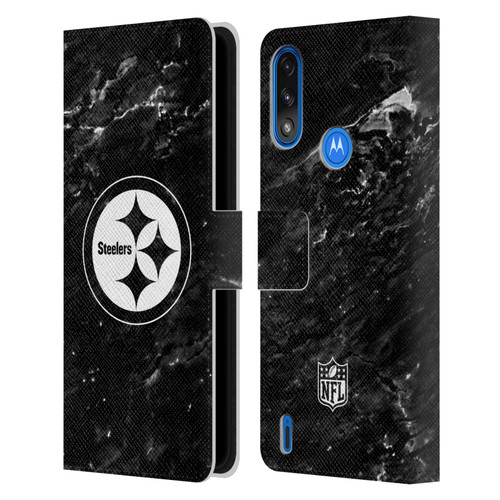 NFL Pittsburgh Steelers Artwork Marble Leather Book Wallet Case Cover For Motorola Moto E7 Power / Moto E7i Power