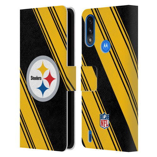 NFL Pittsburgh Steelers Artwork Stripes Leather Book Wallet Case Cover For Motorola Moto E7 Power / Moto E7i Power