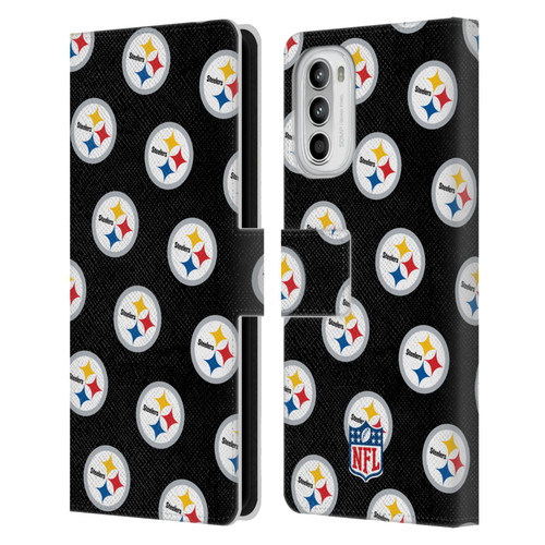 NFL Pittsburgh Steelers Artwork Patterns Leather Book Wallet Case Cover For Motorola Moto G52