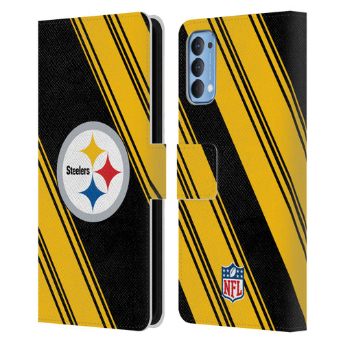 NFL Pittsburgh Steelers Artwork Stripes Leather Book Wallet Case Cover For OPPO Reno 4 5G