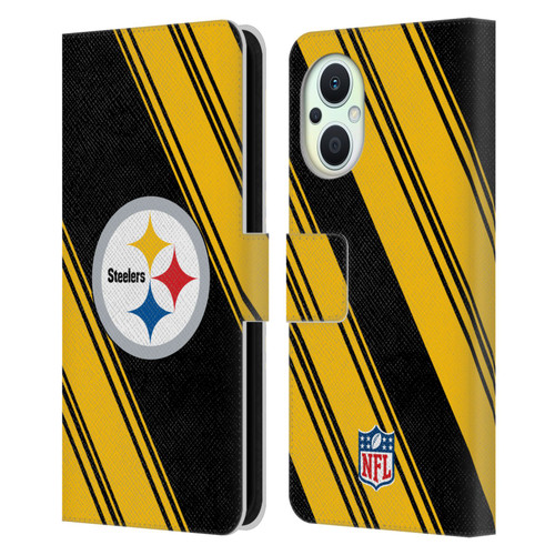 NFL Pittsburgh Steelers Artwork Stripes Leather Book Wallet Case Cover For OPPO Reno8 Lite