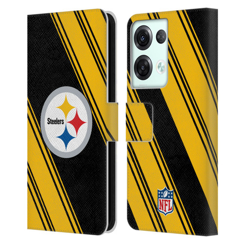 NFL Pittsburgh Steelers Artwork Stripes Leather Book Wallet Case Cover For OPPO Reno8 Pro