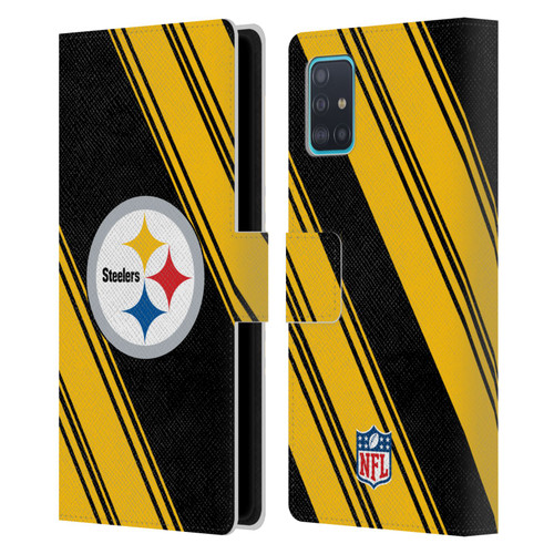 NFL Pittsburgh Steelers Artwork Stripes Leather Book Wallet Case Cover For Samsung Galaxy A51 (2019)