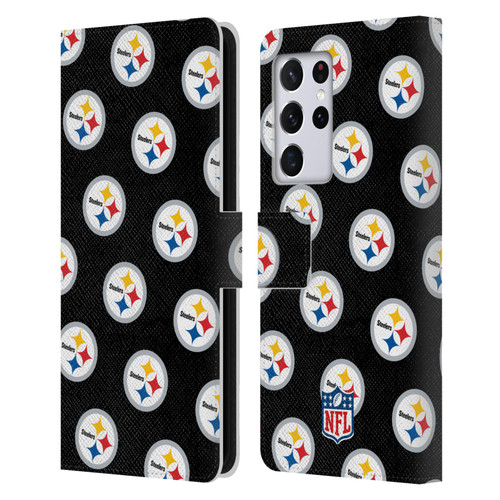 NFL Pittsburgh Steelers Artwork Patterns Leather Book Wallet Case Cover For Samsung Galaxy S21 Ultra 5G