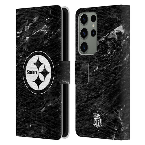 NFL Pittsburgh Steelers Artwork Marble Leather Book Wallet Case Cover For Samsung Galaxy S23 Ultra 5G
