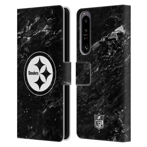 NFL Pittsburgh Steelers Artwork Marble Leather Book Wallet Case Cover For Sony Xperia 1 IV