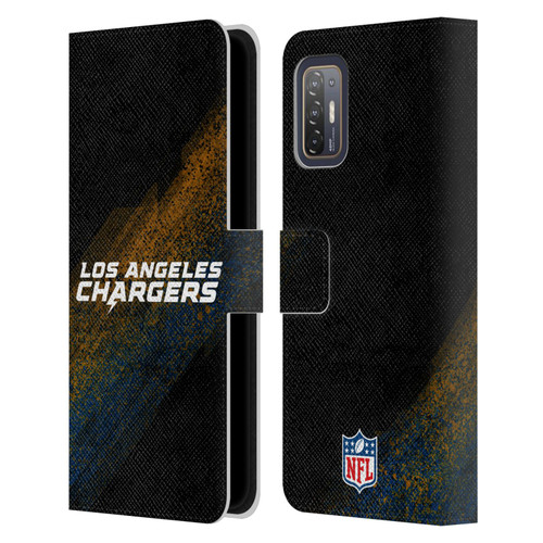 NFL Los Angeles Chargers Logo Blur Leather Book Wallet Case Cover For HTC Desire 21 Pro 5G