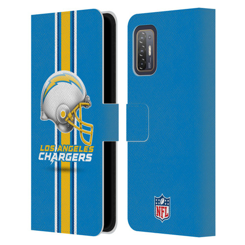 NFL Los Angeles Chargers Logo Helmet Leather Book Wallet Case Cover For HTC Desire 21 Pro 5G