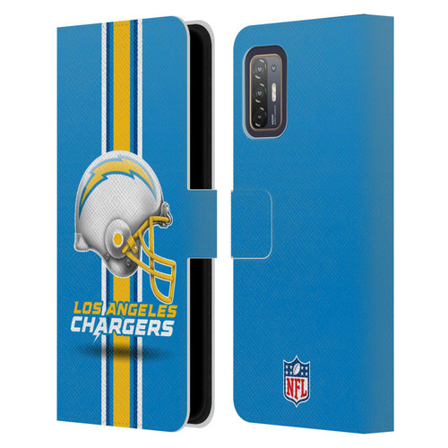 NFL Los Angeles Chargers Logo Helmet Leather Book Wallet Case Cover For HTC Desire 21 Pro 5G