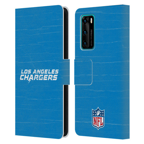 NFL Los Angeles Chargers Logo Distressed Look Leather Book Wallet Case Cover For Huawei P40 5G