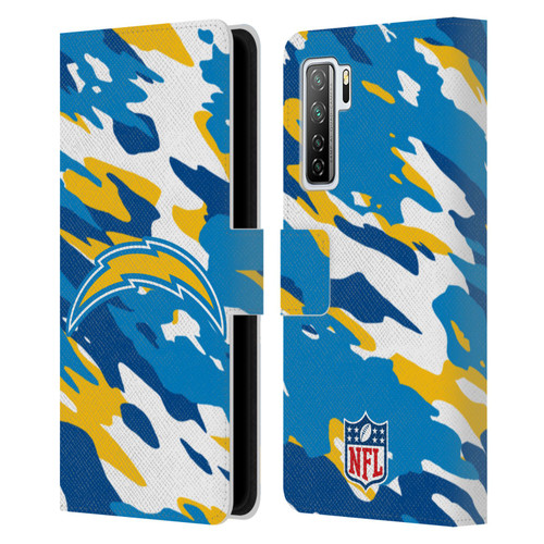NFL Los Angeles Chargers Logo Camou Leather Book Wallet Case Cover For Huawei Nova 7 SE/P40 Lite 5G