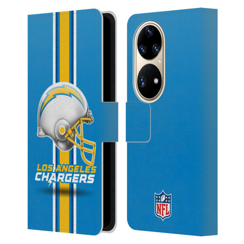 NFL Los Angeles Chargers Logo Helmet Leather Book Wallet Case Cover For Huawei P50 Pro